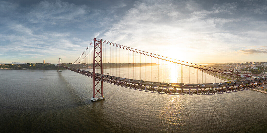 Ponte 25 de Abril Bridge over the Tagus River in Lisbon, Portugal, Europe