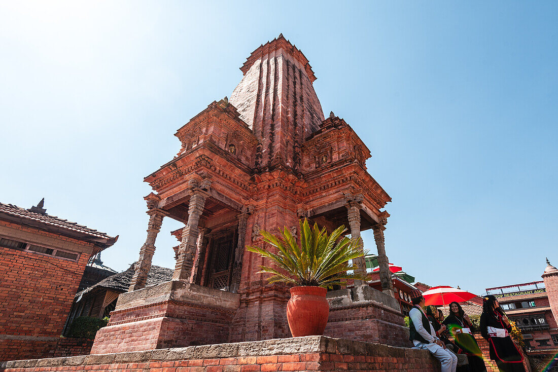 Nahaufnahme des Siddhi Vatsala-Tempels am Durbar Square, dem Hauptplatz der historischen Stadt Bhaktapur, UNESCO-Weltkulturerbe, Kathmandu-Tal, Nepal, Asien