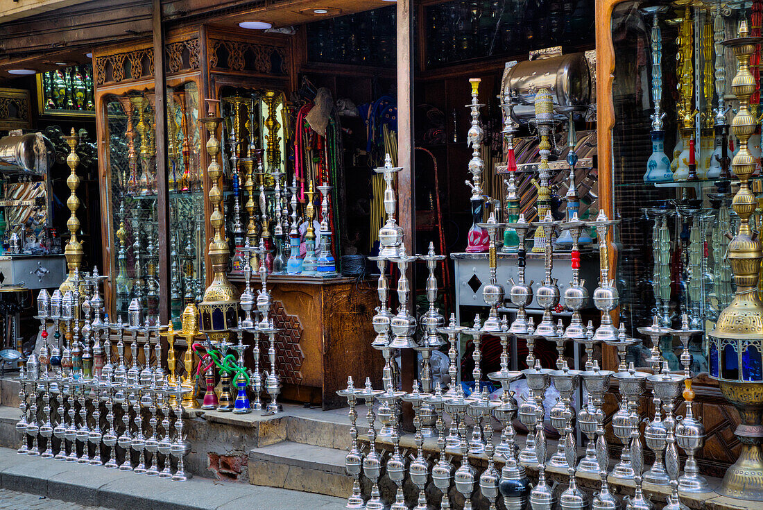 Hookahs for sale, Al-Muizz Street, Historic Cairo, Cairo, Egypt, North Africa, Africa