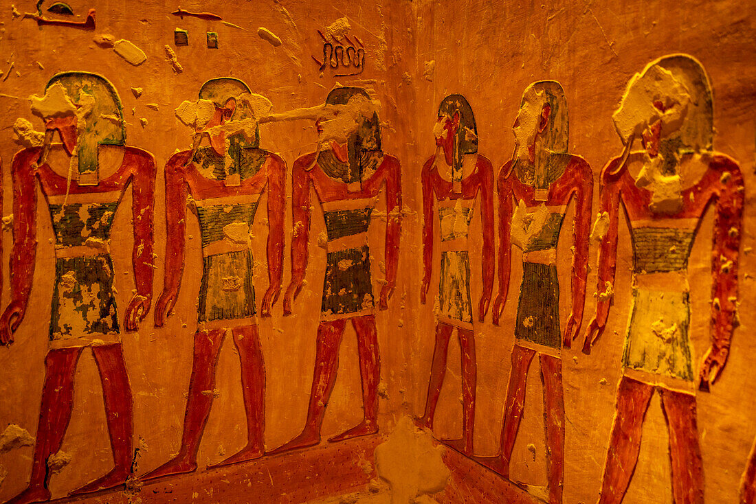 View of hieroglyphs in Burial Chamber, Tomb of Ramses IV, KV2, Valley of the Kings, UNESCO World Heritage Site, Thebes, Egypt, North Africa, Africa