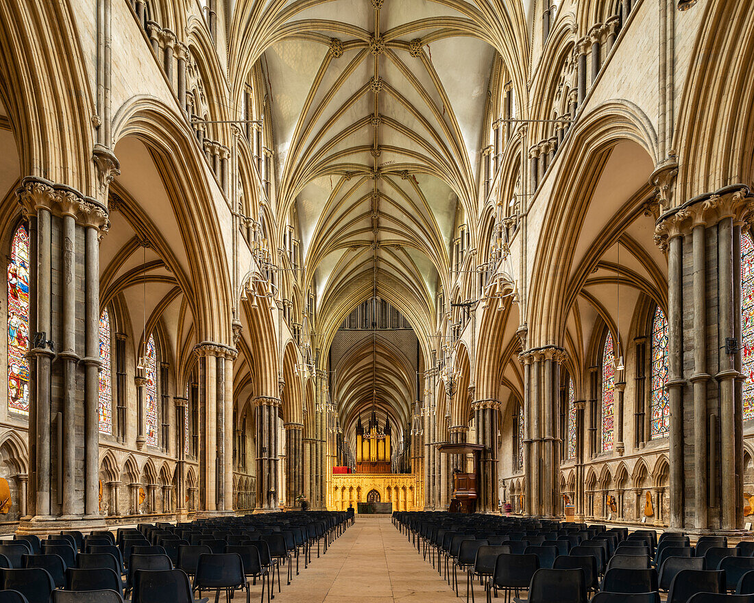 Innenraum der Kathedrale von Lincoln, Lincoln, Lincolnshire, England, Vereinigtes Königreich, Europa