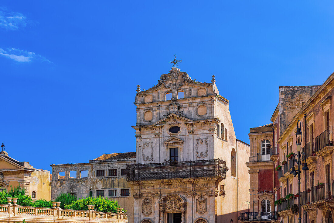 Ortygia Santa Lucia alla Badia entweihte barocke römisch-katholische Kirche, Syrakus, Sizilien, Italien, Mittelmeerraum, Europa