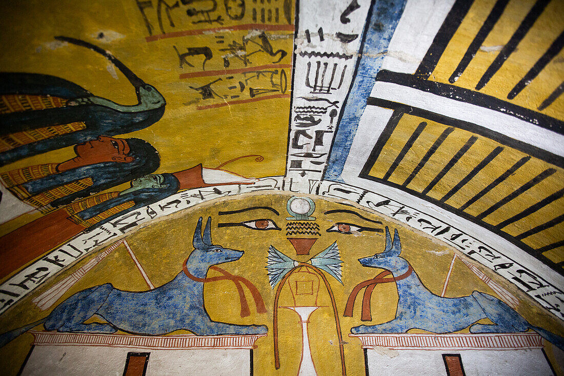 Wall Paintings, Tomb of Sennedjem, TT1, Deir el-Medina, Ancient Thebes, UNESCO World Heritage Site, Luxor, Egypt, North Africa, Africa