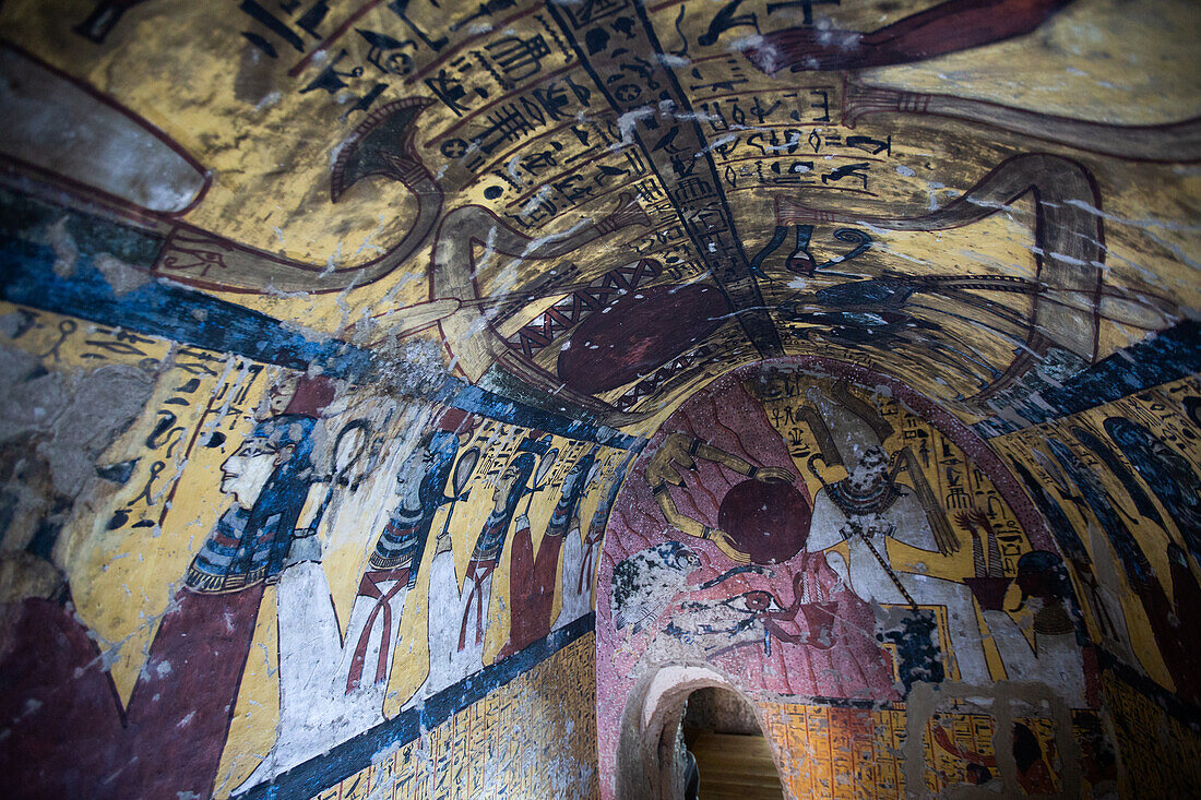 Wall Paintings, Tomb of Amennakht, TT218, Deir el-Medina, Ancient Thebes, UNESCO World Heritage Site, Luxor, Egypt, North Africa, Africa