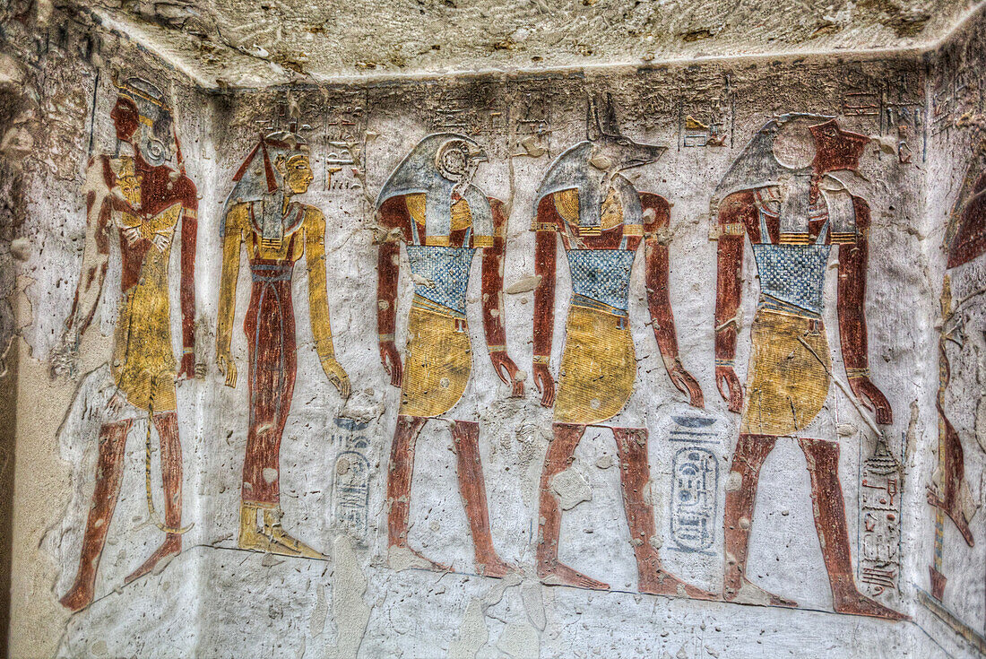 Reliefs, Tomb of Tausert and Setnakht, KV14, Valley of the Kings, Ancient Thebes, UNESCO World Heritage Site, Luxor, Egypt, North Africa, Africa