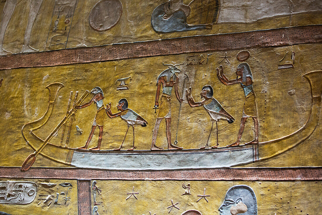 Reliefs, Tomb of Tausert and Setnakht, KV14, Valley of the Kings, Ancient Thebes, UNESCO World Heritage Site, Luxor, Egypt, North Africa, Africa