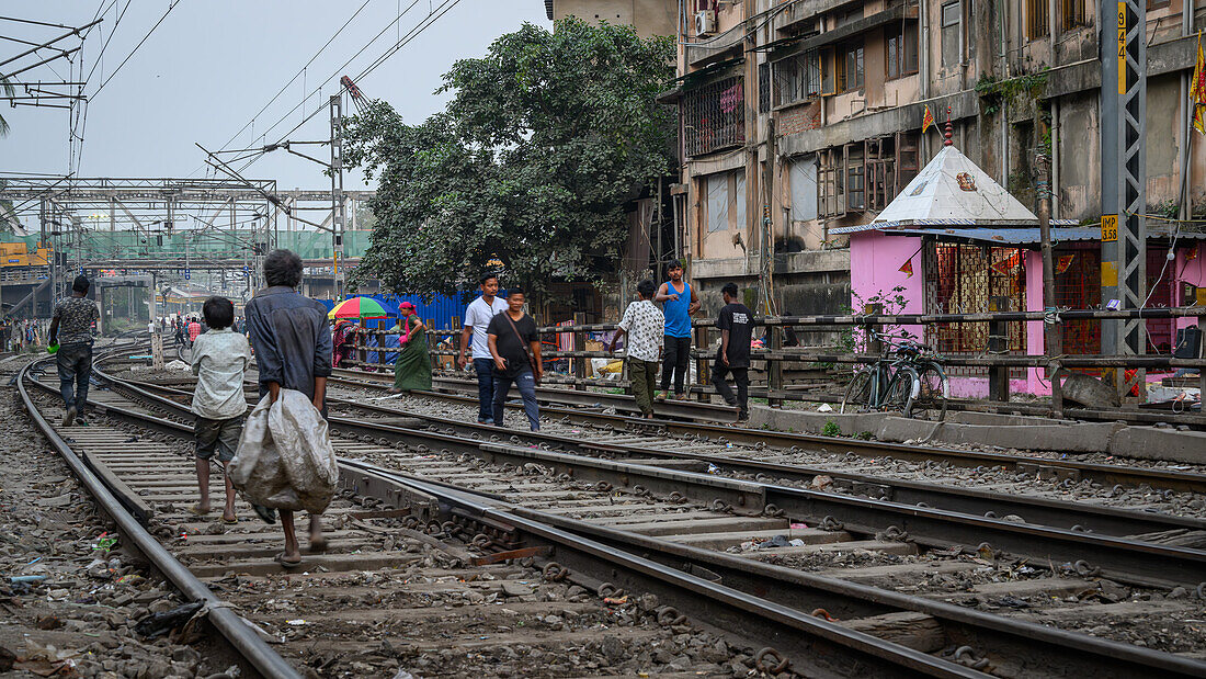 Eisenbahnschienen, Guwahati, Assam, Indien, Asien