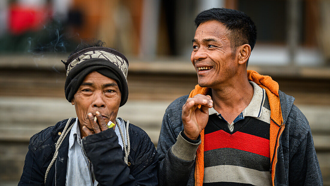 Two men, Apatani Tribe, Ziro Valley, Arunachal Pradesh, India, Asia