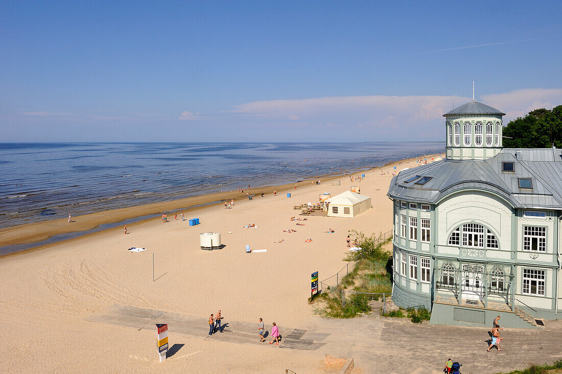 Typical house on the beach of Jurmala, Gulf of Riga, Latvia, Baltic region, Europe