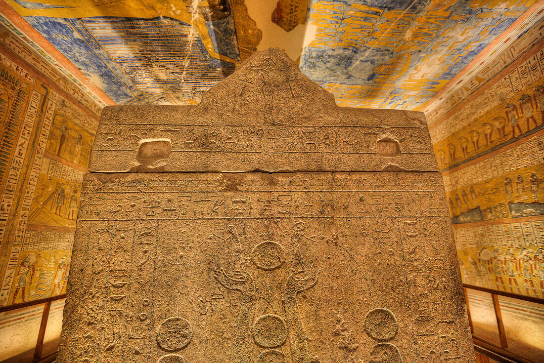 Sarcophagus, Burial Chamber, Tomb of Rameses IV, KV2, Valley of the Kings, Ancient Thebes, UNESCO World Heritage Site, Luxor, Egypt, North Africa, Africa