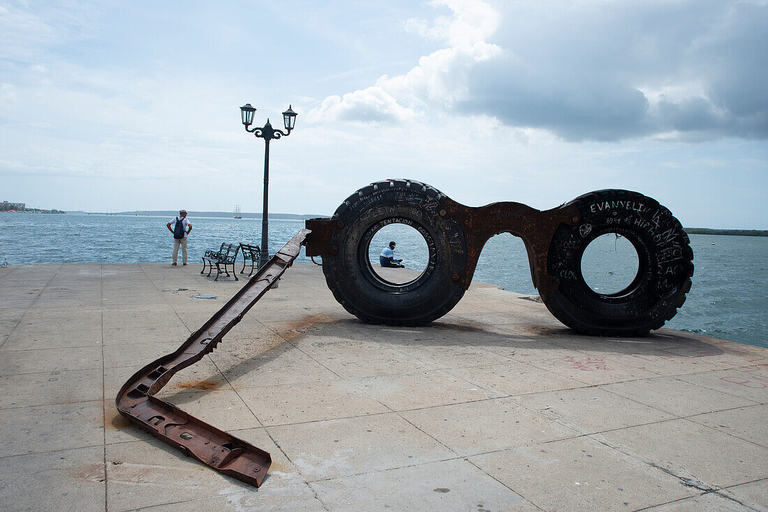 Harbourside sculpture, Cienfuegos, Cuba, West Indies, Caribbean, Central America