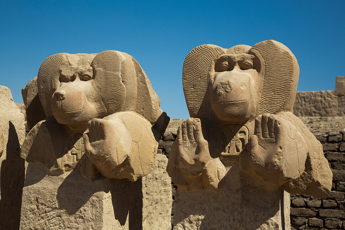 Babi-Statue, Pavongott, Ramesseum, Gedächtnistempel des Pharao Ramses II, 13. Jahrhundert v. Chr., Antikes Theben, UNESCO-Welterbe, Luxor, Ägypten, Nordafrika, Afrika