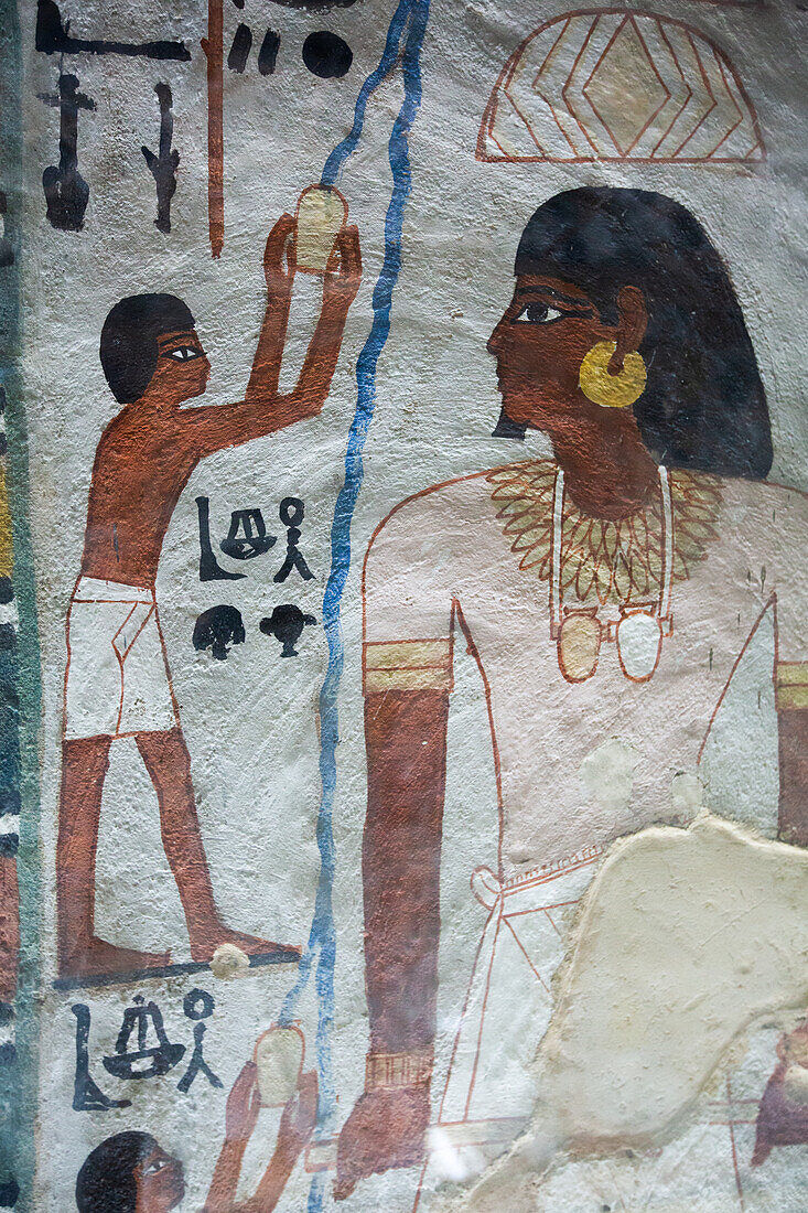 Image of Sennefer on right, Tomb of Sennefer, TT96, Tombs of the Nobles, Ancient Thebes, UNESCO World Heritage Site, Luxor, Egypt, North Africa, Africa