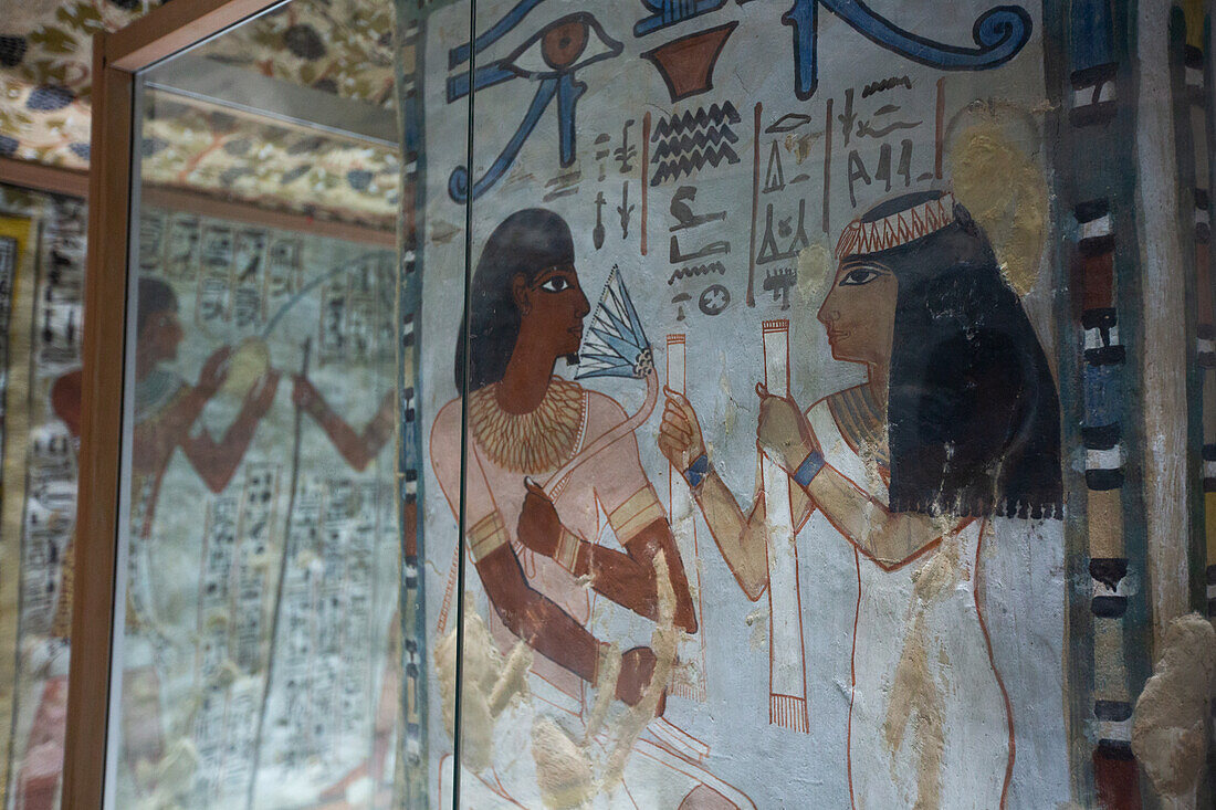 Image of Sennefer on left, Tomb of Sennefer, TT96, Tombs of the Nobles, Ancient Thebes, UNESCO World Heritage Site, Luxor, Egypt, North Africa, Africa