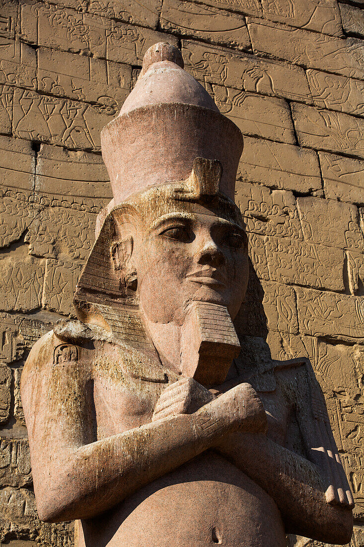 Statue of Rameses II, First Pylon of Rameses II, Luxor Temple, UNESCO World Heritage Site, Luxor, Egypt, North Africa, Africa