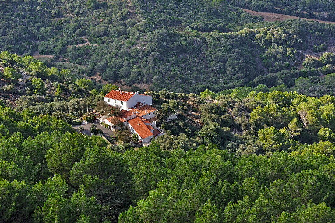 Blick von der Spitze des Monte Toro, dem höchsten Berg Menorcas, Menorca, Balearen, Spanien, Medieterranean, Europa