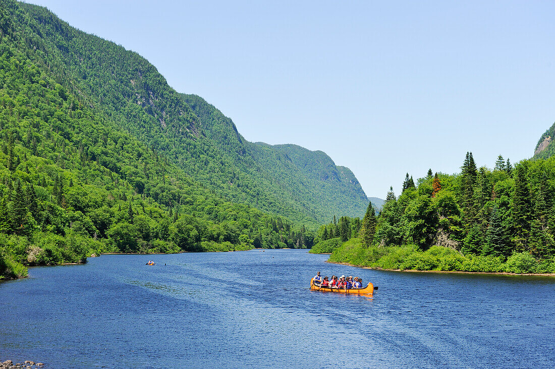 Canoe on Jacques-Cartier River, Jacques-Cartier National Park, Province of Quebec, Canada, North America