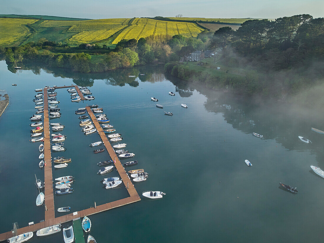 An early morning view of the Kingsbridge Estuary, near Salcombe, Devon, England, United Kingdom, Europe