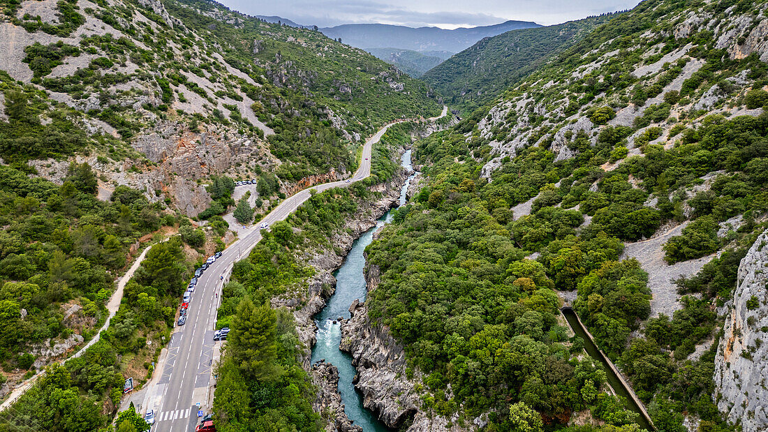 Luftaufnahme der Herault-Schlucht, UNESCO-Welterbe, Causses und Cevennen, Herault, Okzitanien, Frankreich, Europa