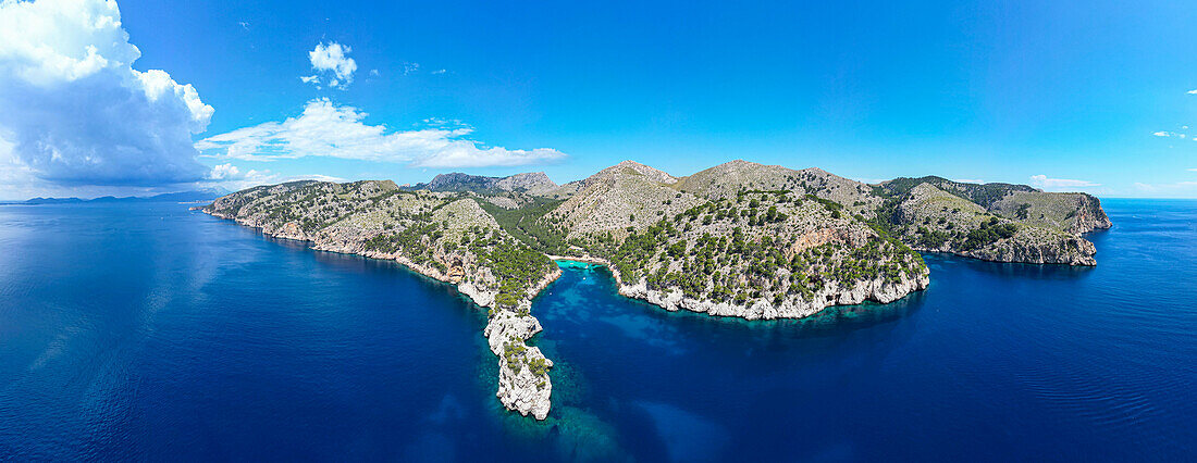 Aerial of the Formentor Peninsula, Mallorca, Balearic islands, Spain, Mediterranean, Europe