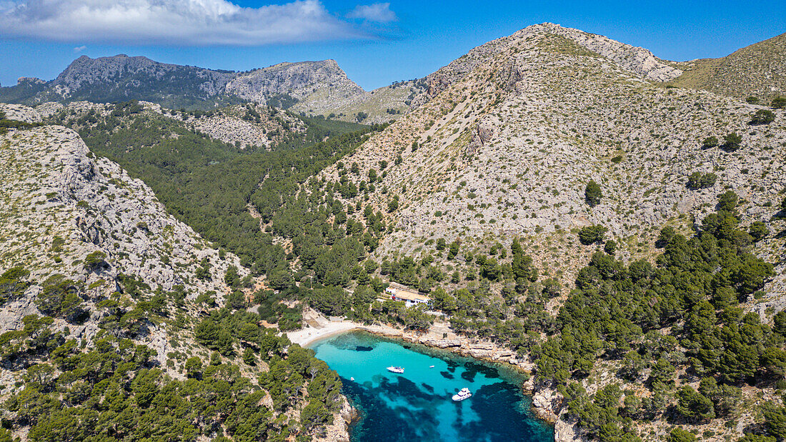 Aerial of the Formentor Peninsula, Mallorca, Balearic islands, Spain, Mediterranean, Europe