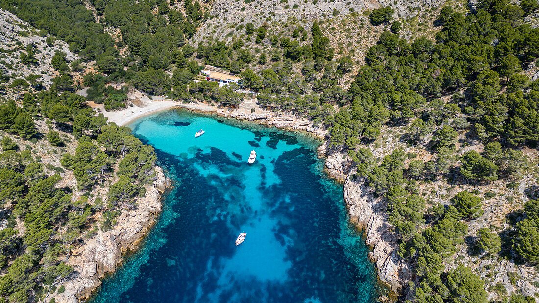 Aerial of the Formentor Peninsula, Mallorca, Balearic islands, Spain, Mediterranean, Europe