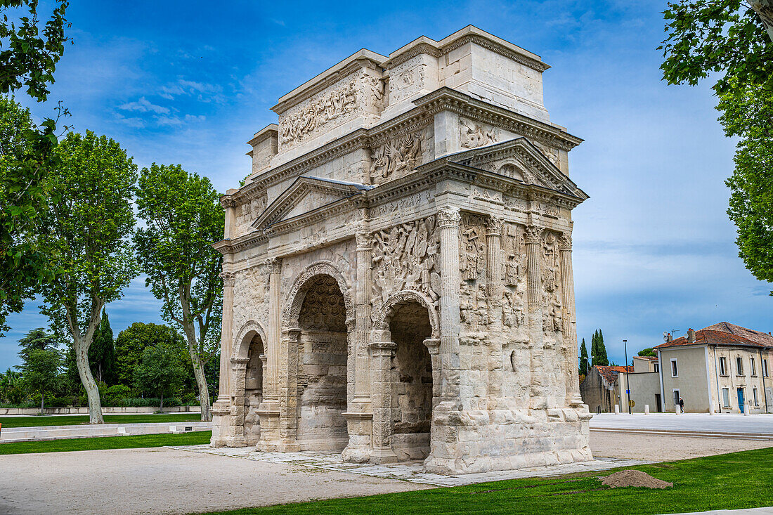 Triumphbogen von Orange, UNESCO-Welterbestätte, Orange, Vaucluse, Provence-Alpes-Cote d'Azur, Frankreich, Europa