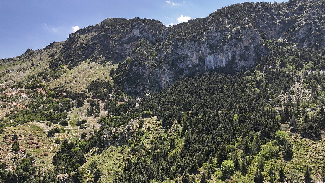 Luftaufnahme der Schlucht Sarakina Meskla, Kreta, Griechische Inseln, Griechenland, Europa