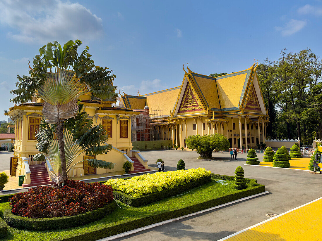 Außenansicht der königlichen Palastanlage in Phnom Penh, Kambodscha, Indochina, Südostasien, Asien