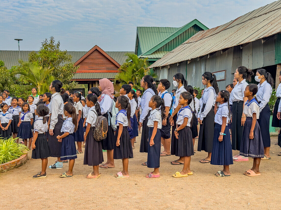 School children at the Green School in Kampong Tralach, Cambodia, Indochina, Southeast Asia, Asia