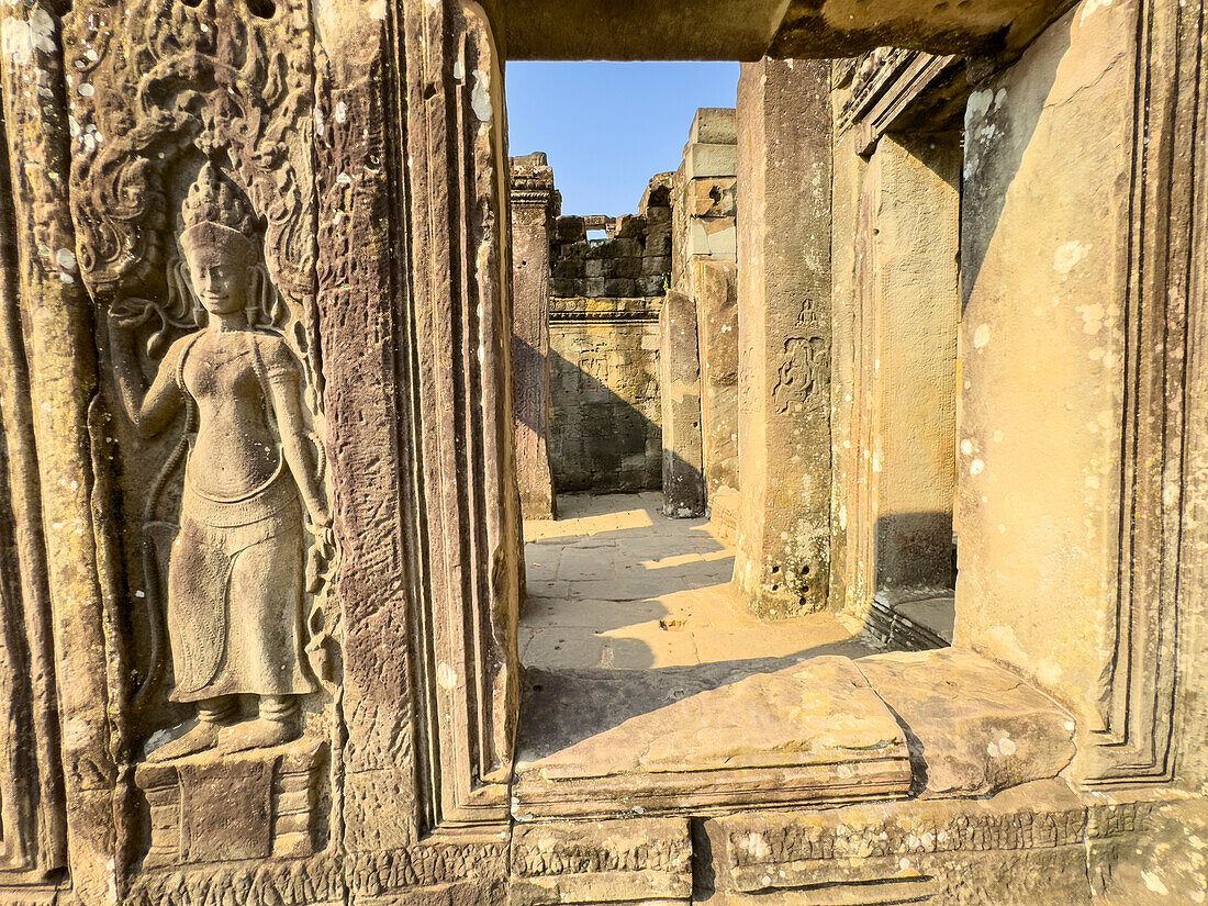 Bayon, der Staatstempel von König Jayavarman VII. aus dem späten 12. Jahrhundert, UNESCO-Weltkulturerbe, inmitten von Angkor Thom, Kambodscha, Indochina, Südostasien, Asien