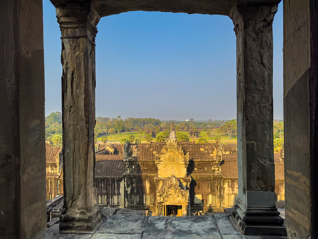 Angkor Wat, UNESCO-Weltkulturerbe, eine hinduistisch-buddhistische Tempelanlage bei Siem Reap, Kambodscha, Indochina, Südostasien, Asien