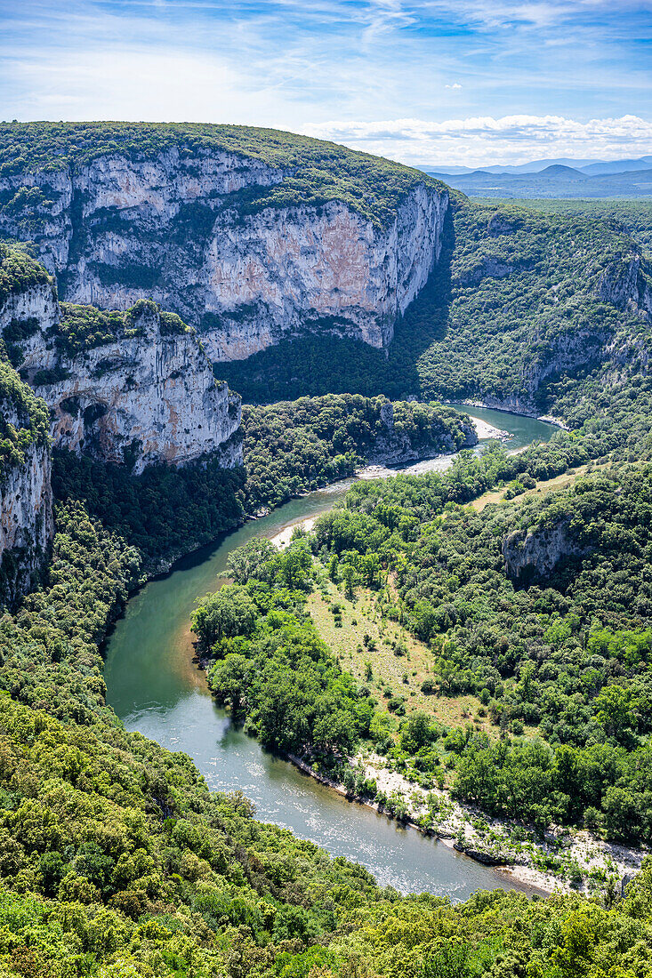 Aerial of the Ardeche Gorge (Gorges de l'Ardeche), Ardeche, Auvergne-Rhone-Alpes, France, Europe