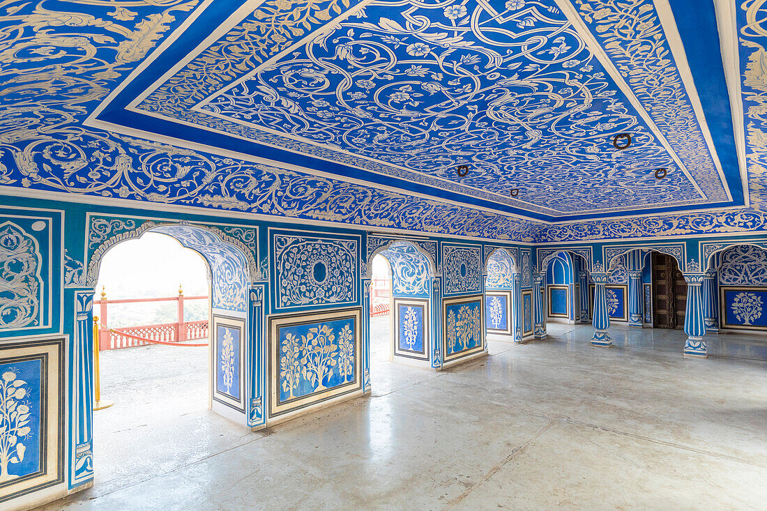 Chhavi Niwas, Das blaue Zimmer im Stadtpalast, Stadtpalast, Jaipur, Rajasthan, Indien, Südasien, Asien