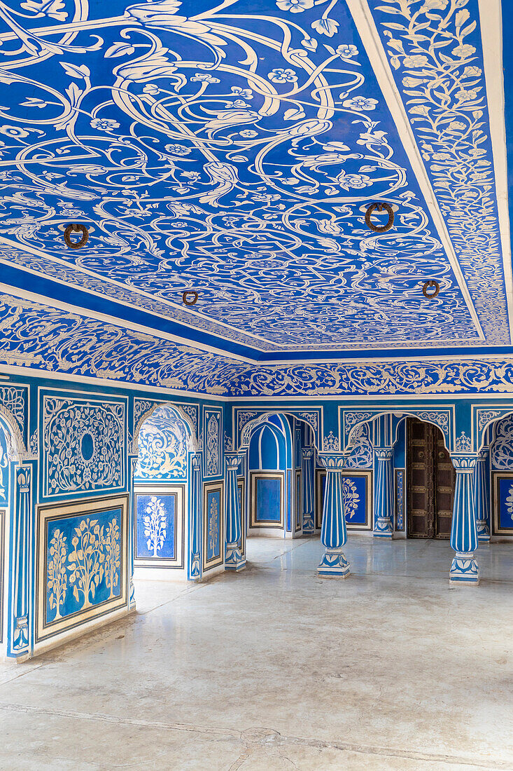 Chhavi Niwas, Das blaue Zimmer im Stadtpalast, Stadtpalast, Jaipur, Rajasthan, Indien, Südasien, Asien