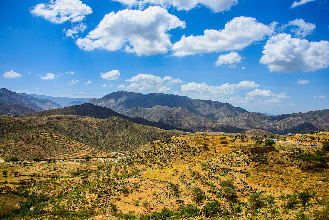 View over the mountains along the road from Massawa to Asmara, Eritrea, Africa