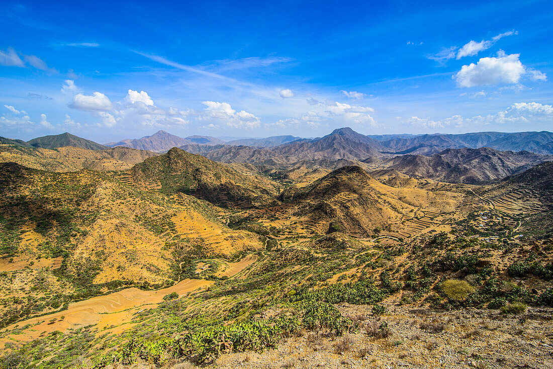 Berglandschaft entlang der Straße von Massawa nach Asmara, Eritrea, Afrika