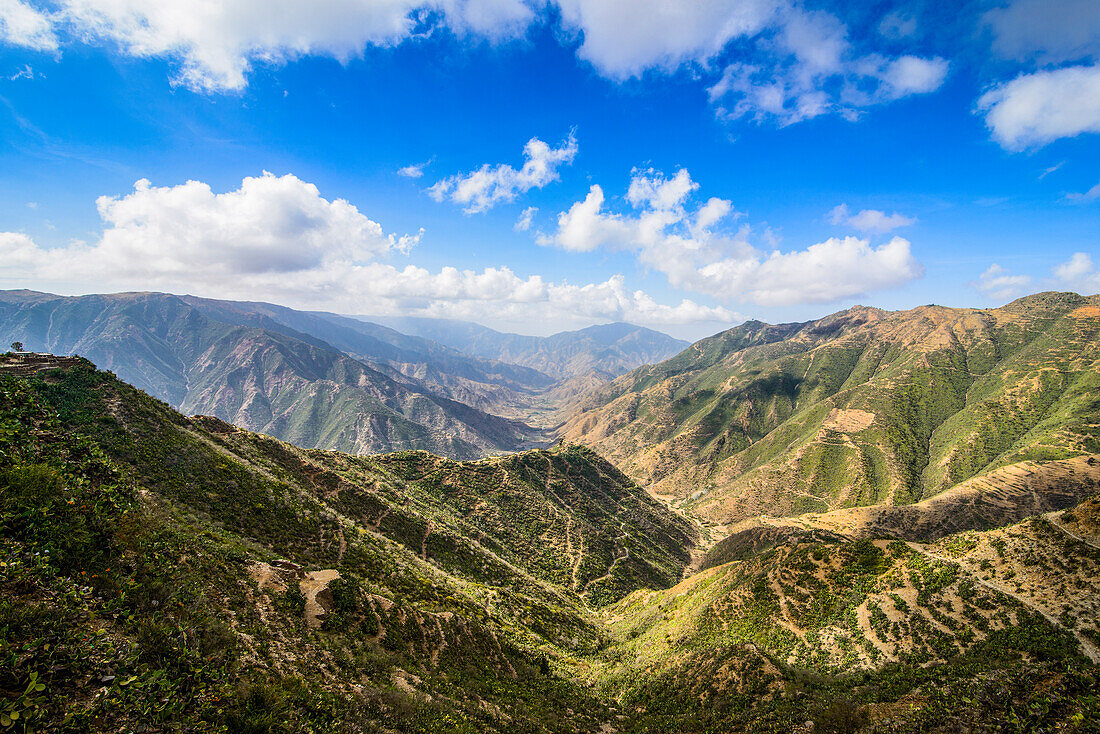 Berglandschaft entlang der Straße von Massawa nach Asmara, Eritrea, Afrika