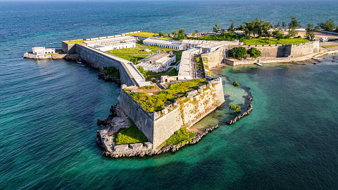 Aerial of the Fort of San Sebastian, Island of Mozambique, UNESCO World Heritage Site, Mozambique, Africa