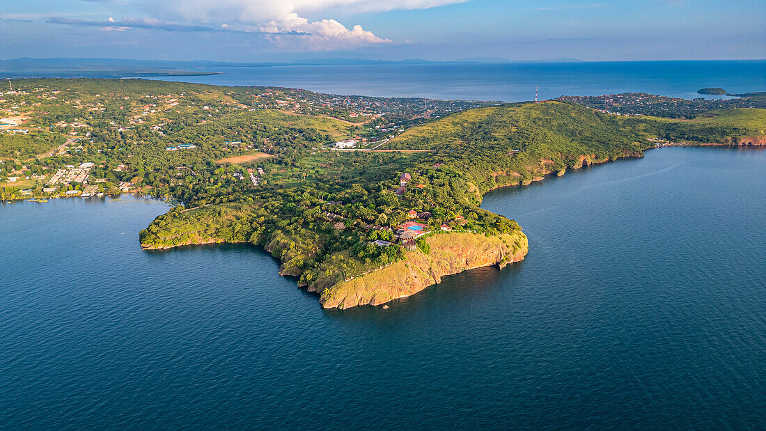 Aerial of Kigoma, on Lake Tanganyika, Tanzania, East Africa, Africa