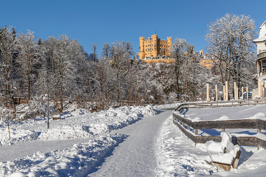 Schloss Hohenschwangau, Schwangau, Füssen, Schwaben, Bayerische Alpen, Bayern, Deutschland, Europa