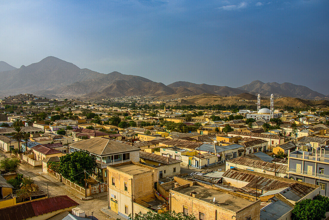 View over the town of Keren in the highlands of Eritrea, Africa