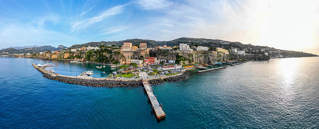 Aerial of Sorrento, Bay of Naples, Campania, Italy, Europe