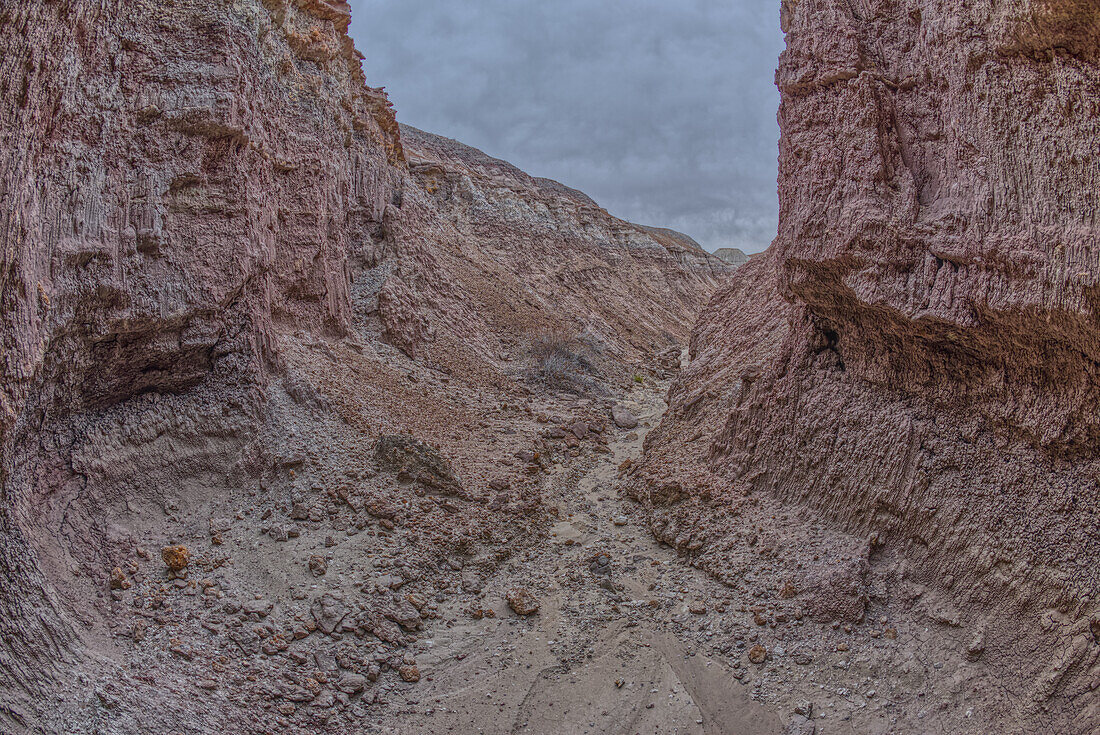 Ein enger Schlitzcanyon aus Bentonit am Südende des Petrified Forest National Park, Arizona, Vereinigte Staaten von Amerika, Nordamerika