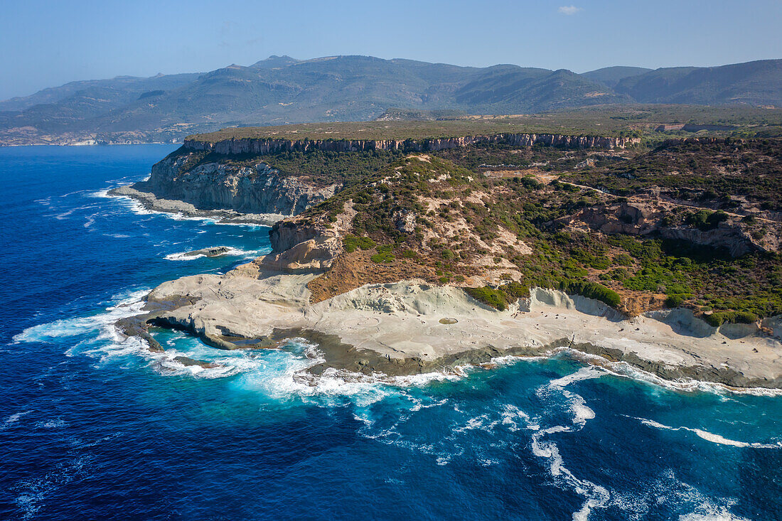 Cane Malu, Luftbilddrohne Landschaft, Sardinien, Italien, Mittelmeer, Europa