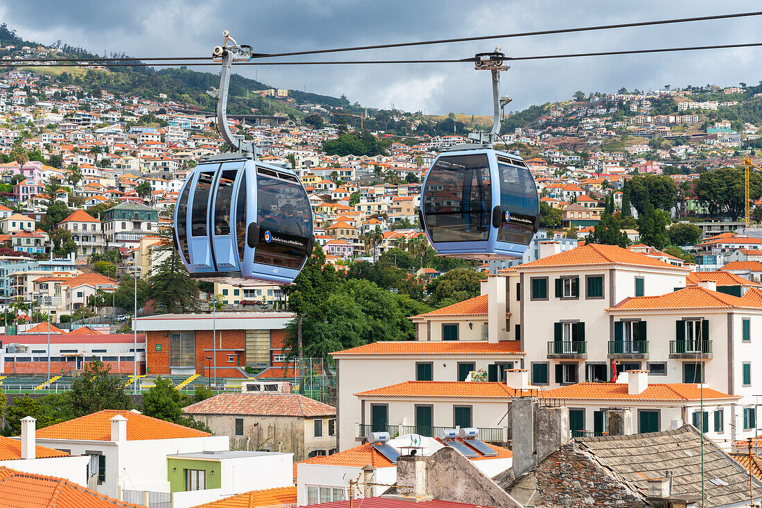 Cable car over Funchal, Teleferico do Funchal, Funchal, Madeira, Portugal, Atlantic, Europe