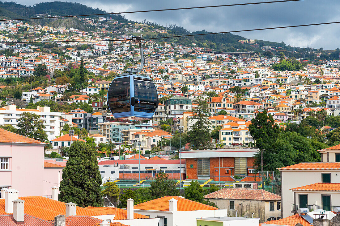 Cable car over Funchal, Teleferico do Funchal, Funchal, Madeira, Portugal, Atlantic, Europe