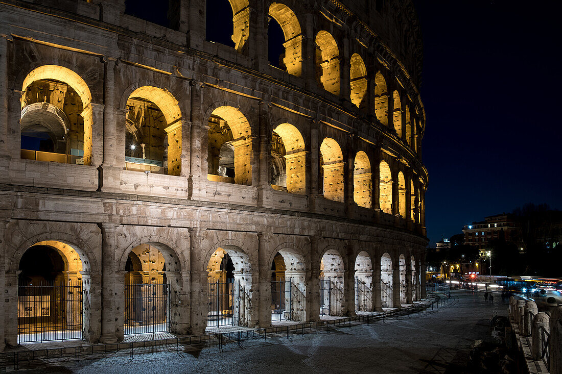 Detail of the Colosseum, an elliptical Roman amphitheatre, UNESCO World Heritage Site, Rome, Lazio, Italy, Europe