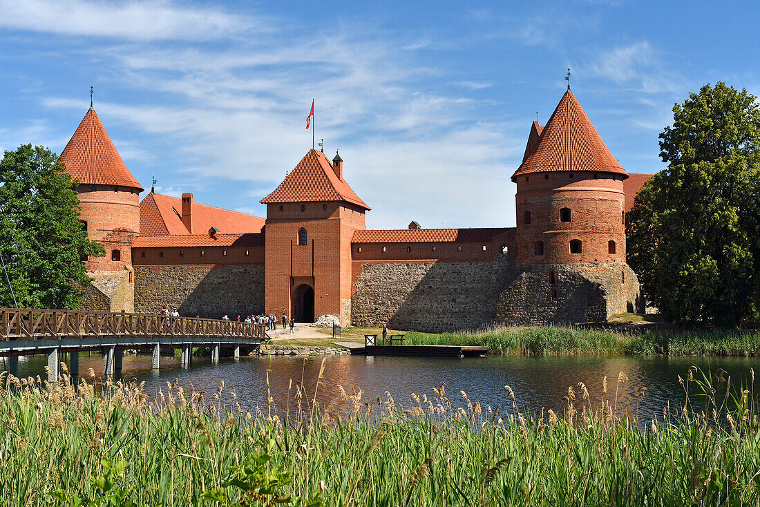 Trakai Castle on an island in Lake Galve, Lithuania, Europe