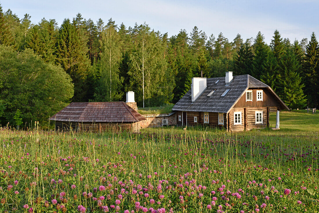 Blockhaus, Miskiniskes ländliche Unterkünfte, Aukstaitija-Nationalpark, Litauen, Europa